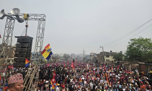 पार्टी स्वयंसेवक र सुरक्षाकर्मीको कडा निगरानीबिच राप्रपाको आमसभा बल्खुमा सुरु